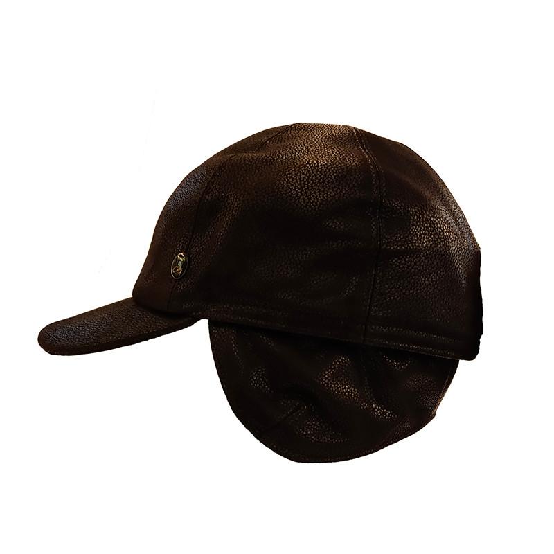  Baseball cap waterproof leather black  earflaps Brands City Sport